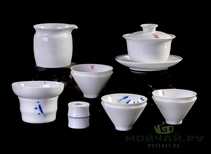 Набор посуды для чайной церемонии 9 предметов # 23332 фарфор: 6 пиал по 65 мл сито гундаобэй 205 мл гайвань 165 мл