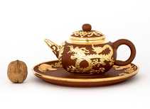 Набор посуды для чайной церемонии # 32501  глина : чайник 280 мл чайный пруд 6 пиал по 30 мл